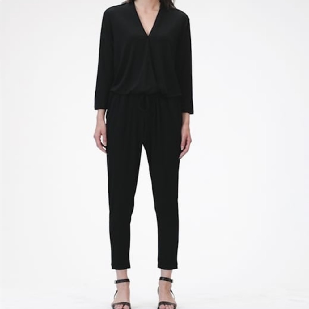 GAP Black Long Sleeve V-Neck Jumpsuit